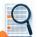 A magnifying glass over a document.