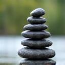 A balanced stone cairn.